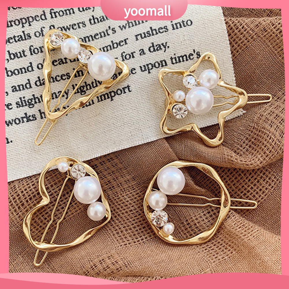 Kẹp Tóc Đính Ngọc Trai Giả Họa Tiết Trái Tim Thời Trang Cho Nữ