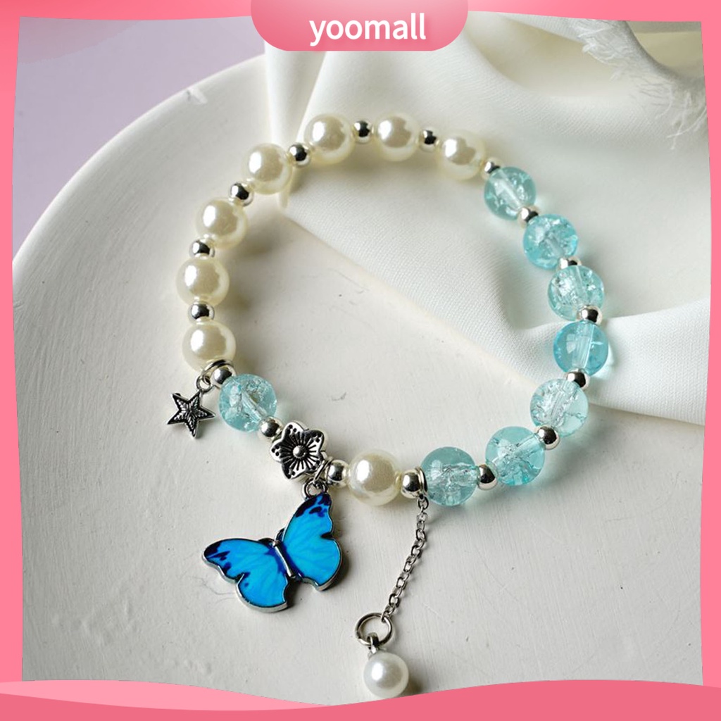 [YM] Vòng Tay Chuỗi Hạt Hình Bướm Màu Sáng Lâu Trôi Làm Quà Tặng Trang Sức Cho Nữ