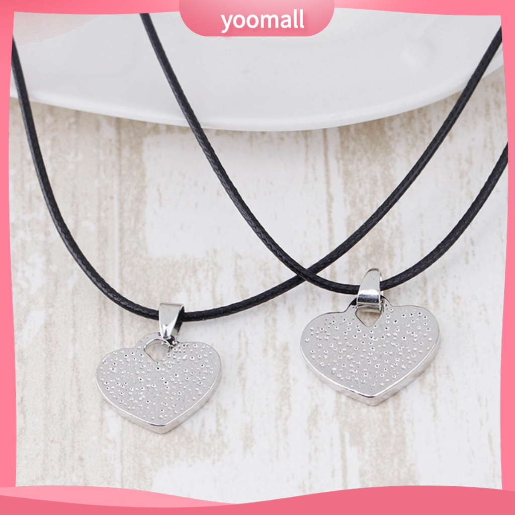 1 Cặp Vòng cổ Unisex Mặt Trái Tim Khắc Chữ I Love You Forever Màu Trắng Đen