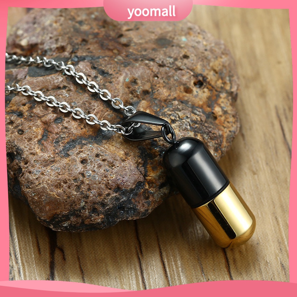 Vòng cổ Thép Titan Mặt Hình Hộp Thuốc / Giá Đỡ Nước Hoa Unisex