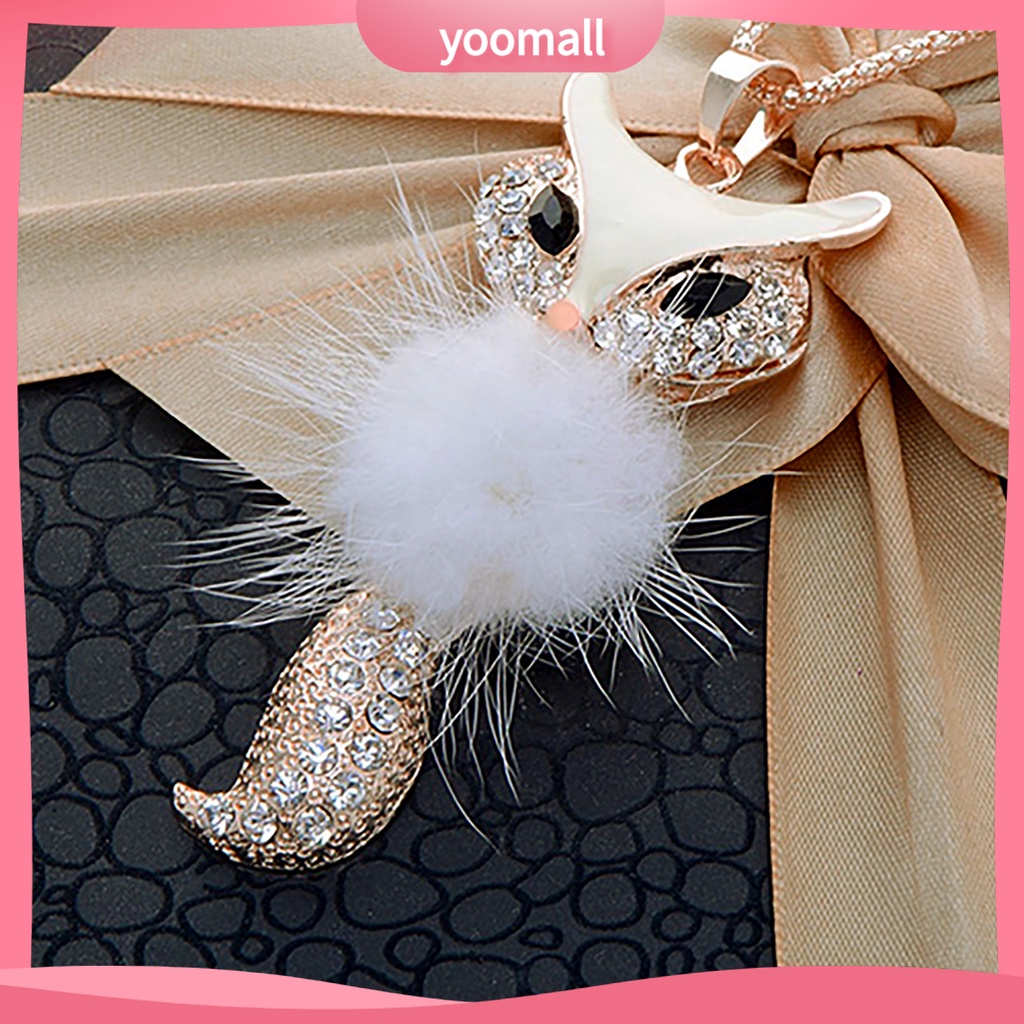 Vòng cổ Dài Mặt Hình Cáo Phối Lông Giả Dễ Thương Thời Trang Cho Nữ