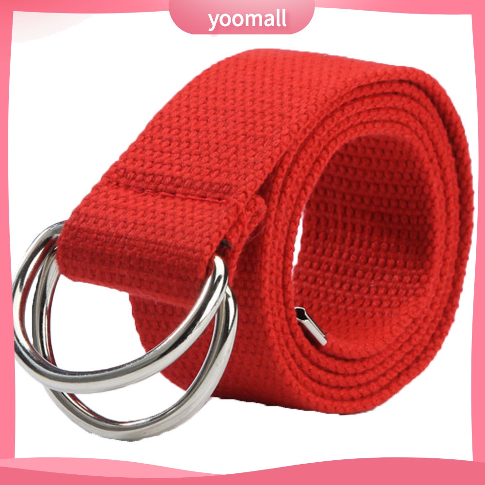 Dây Thắt Lưng Vải Canvas Hai Khóa Kim Loại Thời Trang Dành Cho Nam Nữ