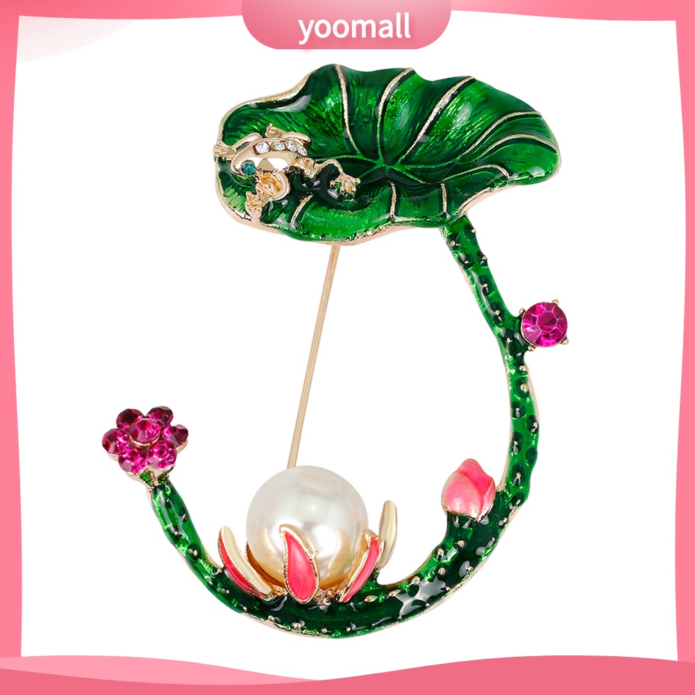 Ghim Cài Áo Hình Lá Sen Đính Ngọc Trai Nhân Tạo Phong Cách Retro