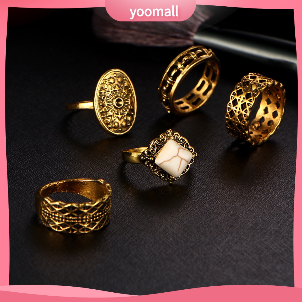 Set 5 Nhẫn Đeo Khớp Ngón Tay Phong Cách Cổ Điển Dành Cho Nữ