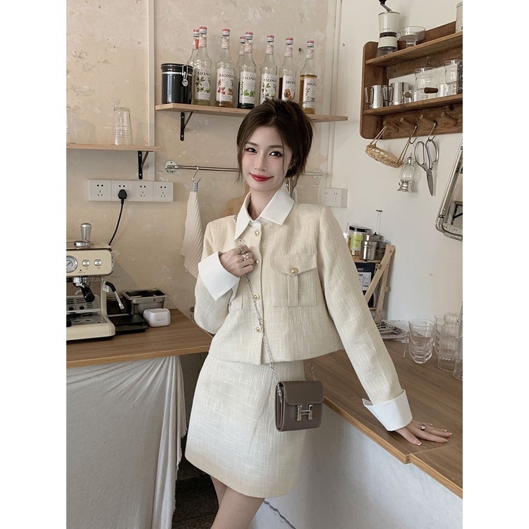 𝒀𝒂𝒏𝒚𝒂𝒏 Set Áo Khoác Tay Dài Và Chân Váy Ngắn Phong Cách Mới Cho Nữ