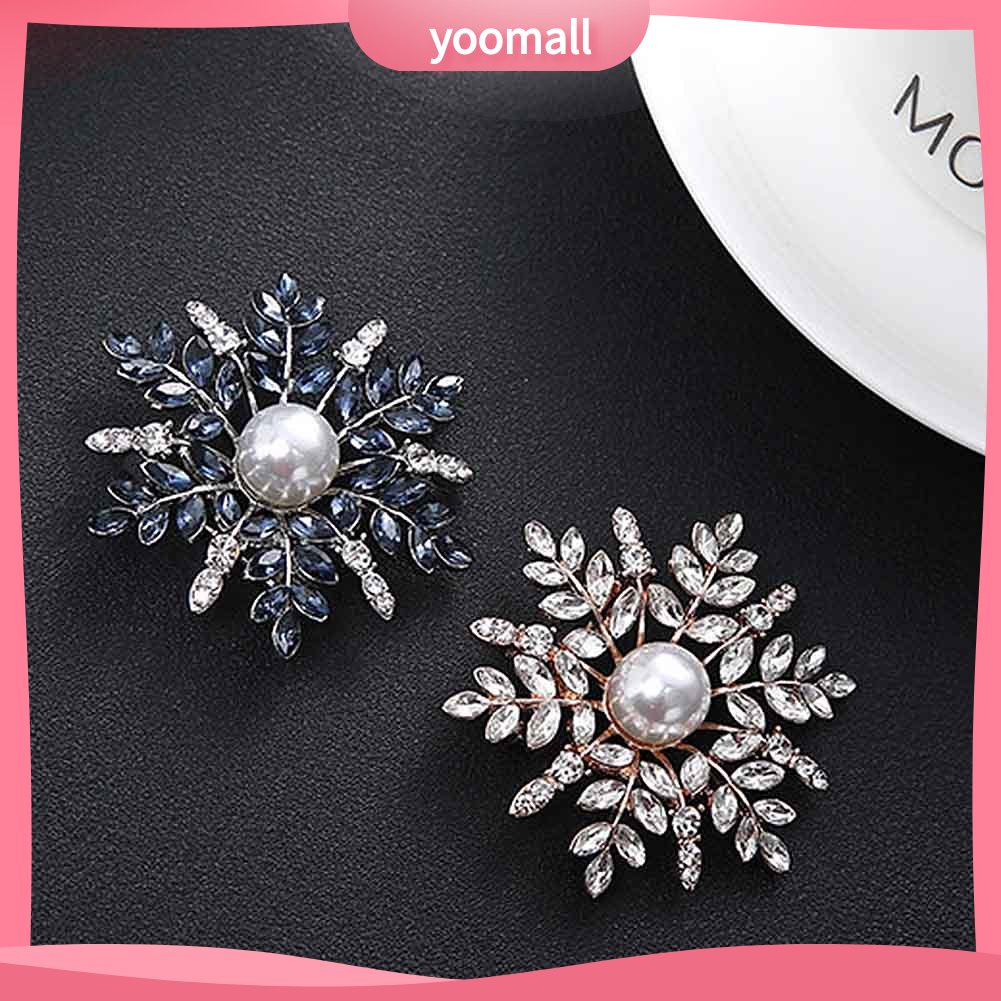 Ghim Cài Áo Hình Bông Tuyết Đính Ngọc Trai Nhân Tạo Thời Trang