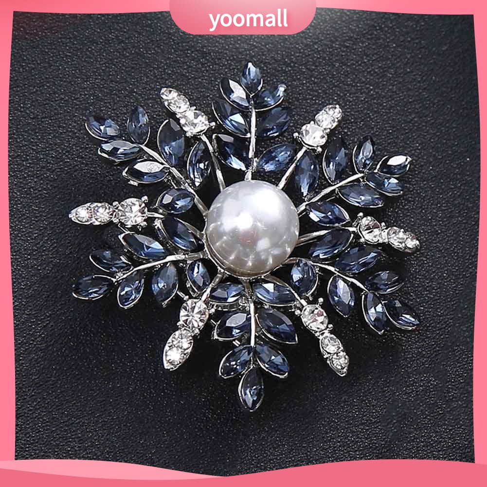 Ghim Cài Áo Hình Bông Tuyết Đính Ngọc Trai Nhân Tạo Thời Trang