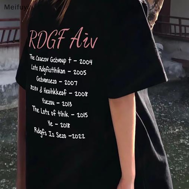 [Meifuyi] Summer American Retro Printed T-shirt Women Round Neck Short Sleeve Casual Loose T-shirt COD