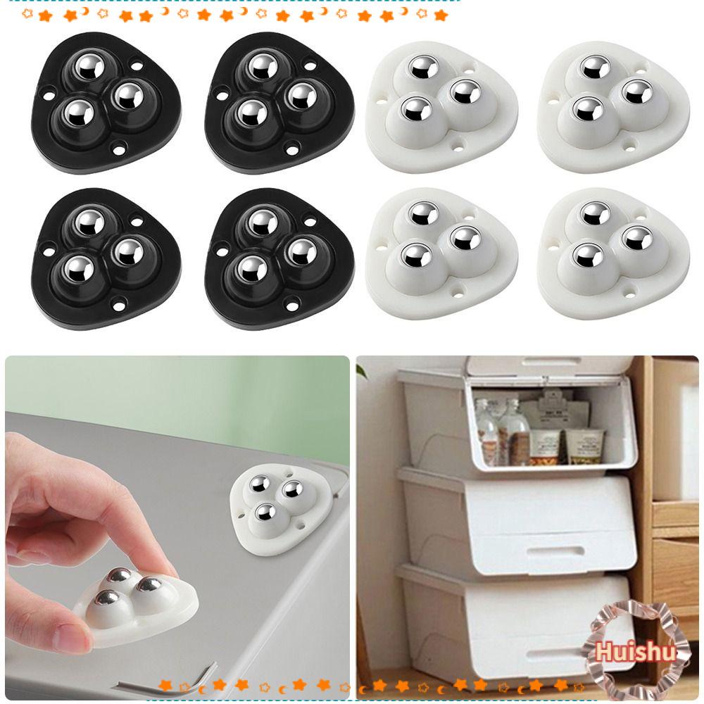 HS 4Pcs Adhesive Universal Wheel Storage Boxes Household Mini Swivel Casters Universal Wheel Boxes Roller Low Noise 360o Universal Wheels
