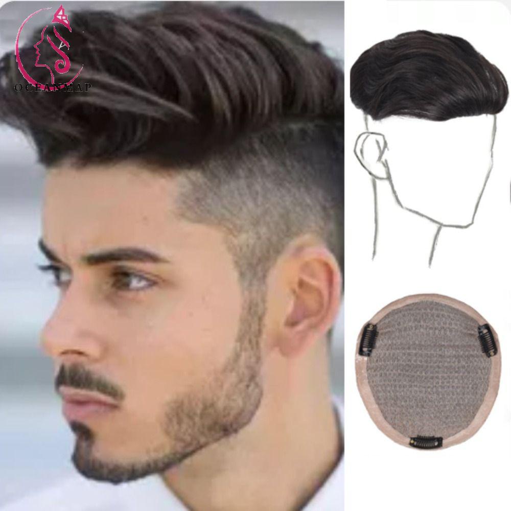 OCEANMAP Tóc Giả Màu Nâu Đen Bằng Sợi Tổng Hợp Cách Nhiệt Chất Lượng Cao Cho Nam