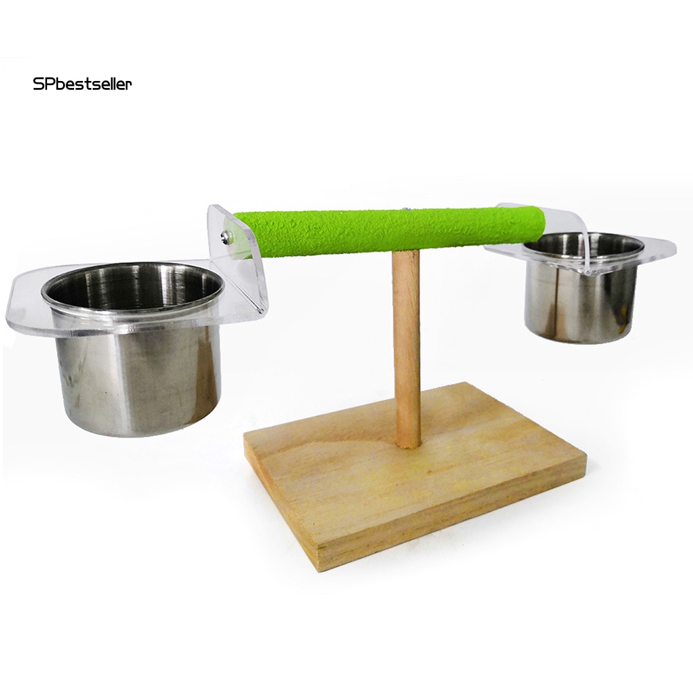 Khay Gỗ Đựng Thức Ăn / Nước Uống Dạng Đứng Có Đế Đứng Dành Cho Chim Vẹt