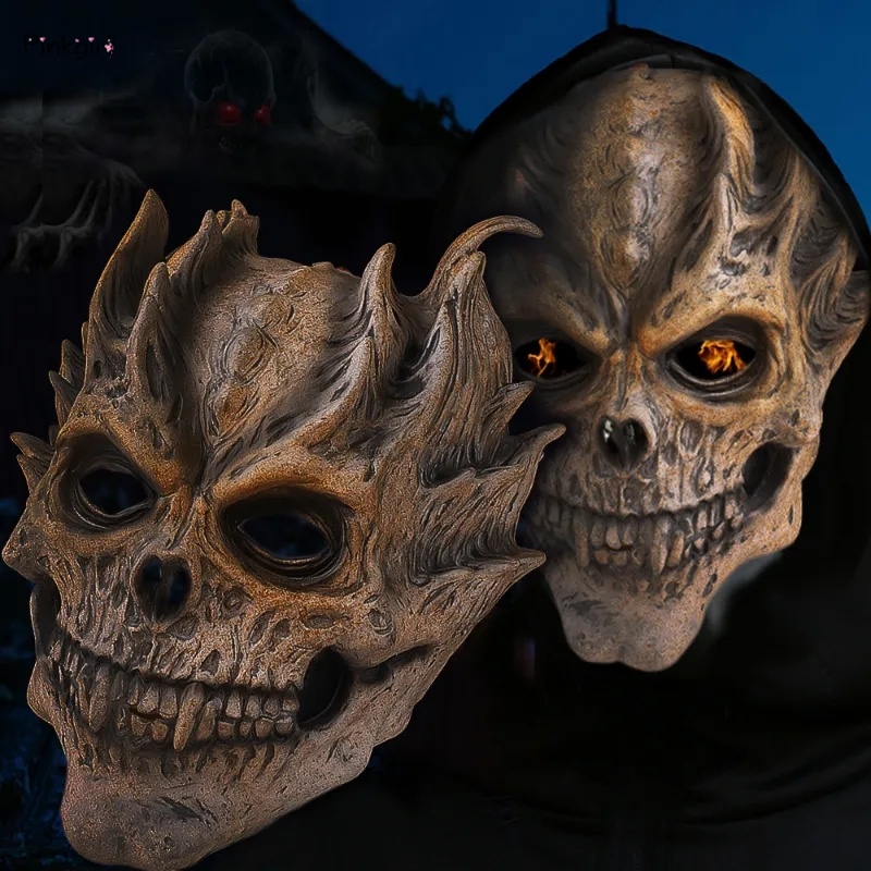 Mặt Nạ Hóa Trang Halloween Hình Đầu Lâu Chiến Binh Quỷ Kinh Dị