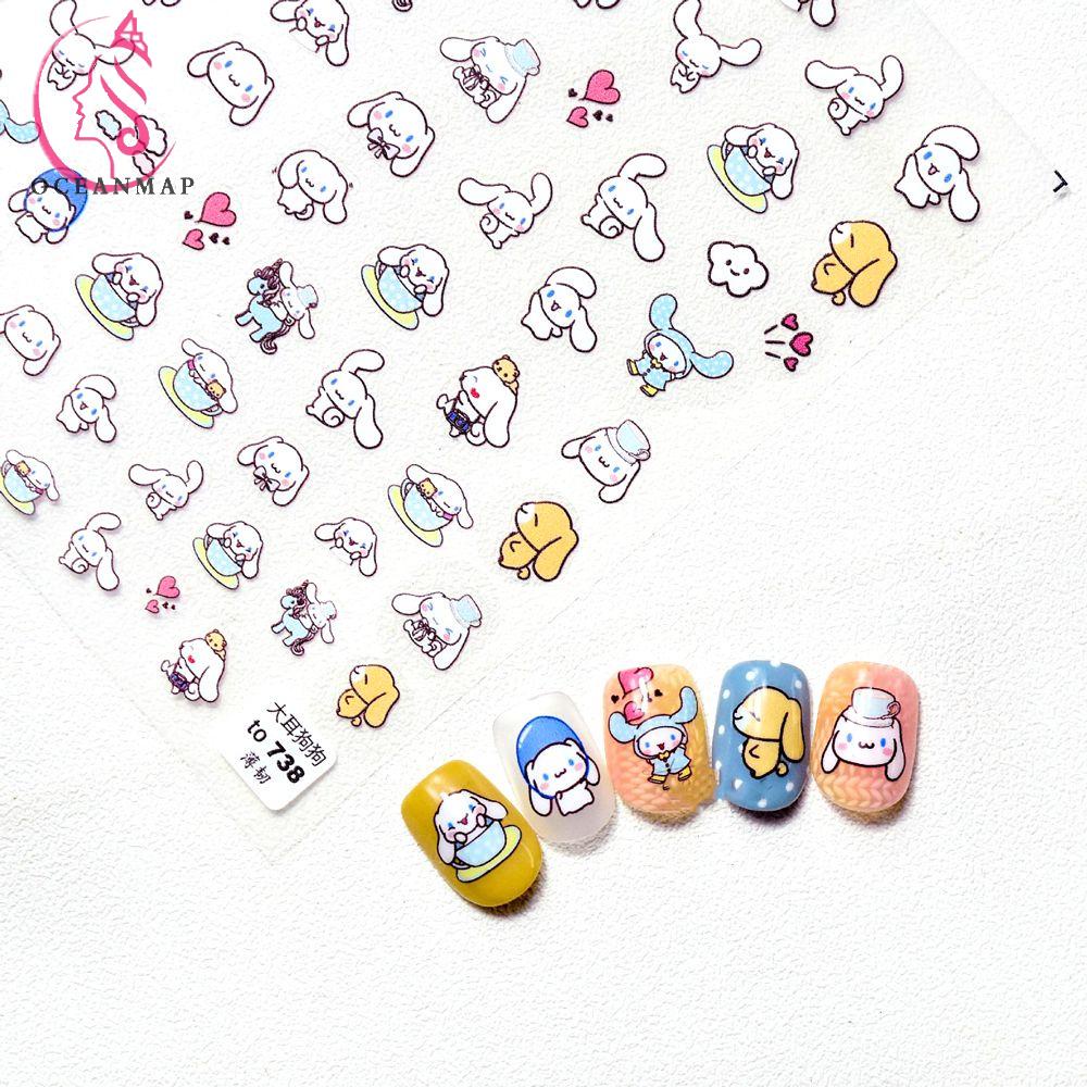 OCEANMAP Miếng Dán Trang Trí Móng Tay Tự Dính Họa Tiết Hoạt Hình Cún Cinnamoroll Dễ Thương DIY