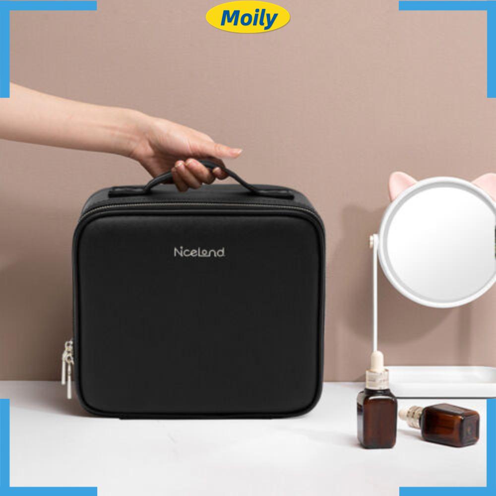 MOILYVN Hộp Đựng Mỹ Phẩm Bằng Da PU Có Đèn LED Tiện Dụng