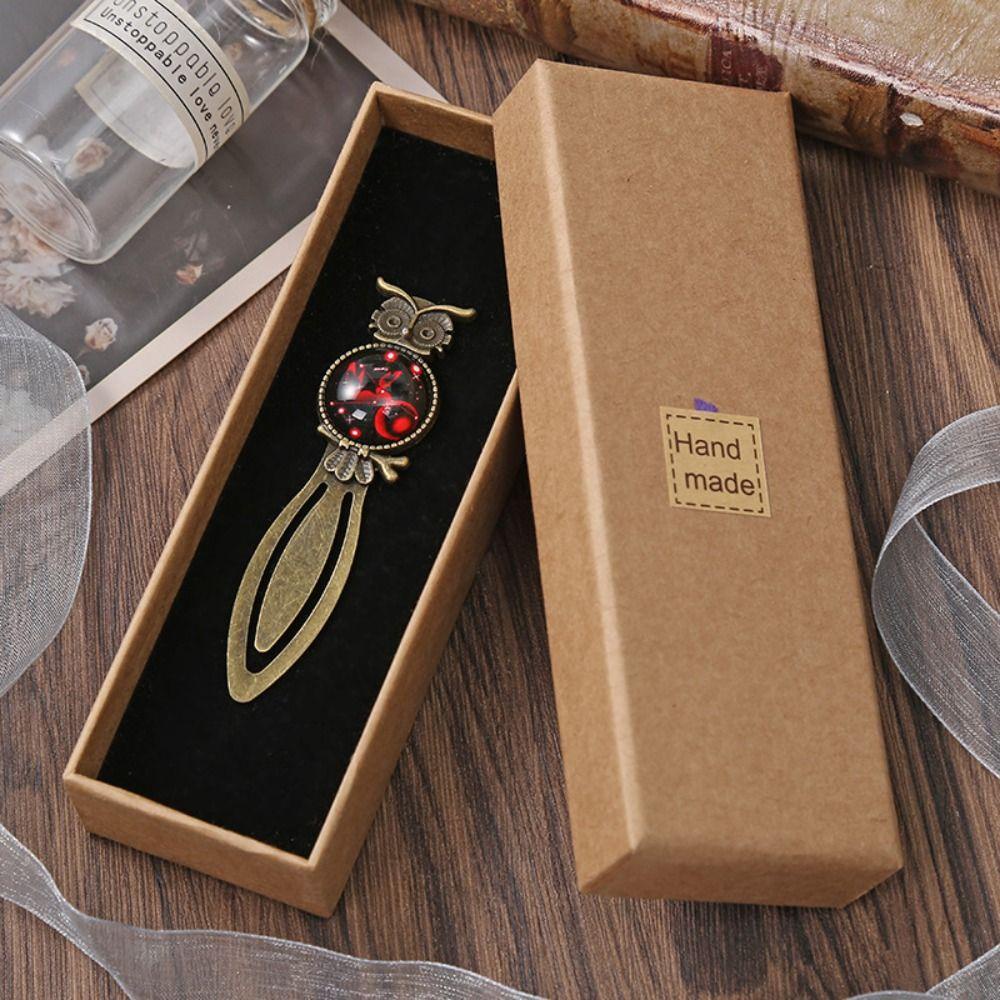 LANFY Thẻ Đánh Dấu Trang Sách Hình Chim Cú Bằng Kim Loại Khảm Đá May Mắn