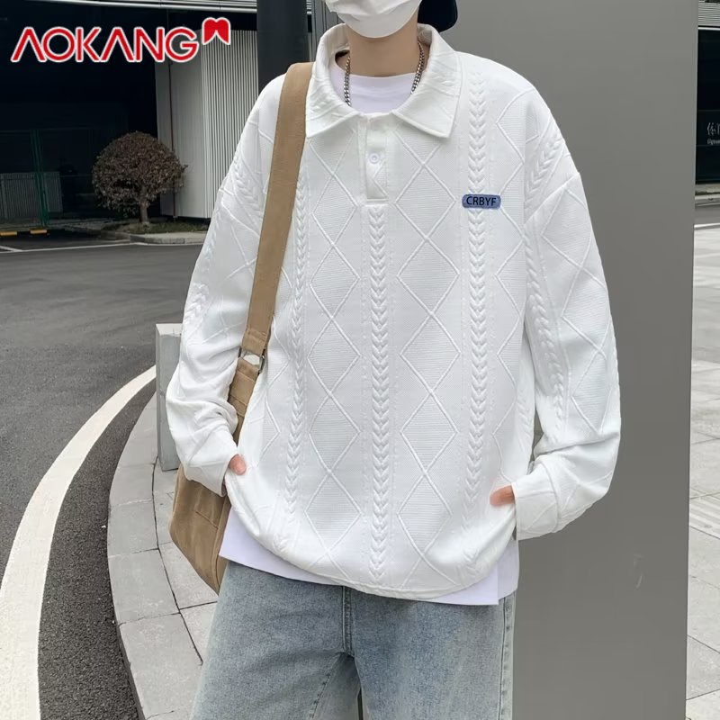 Aokang Áo sweater Chui Đầu Tay Dài Có Cổ Gấp Lại Được Thời Trang Trẻ Trung 2023 Dành Cho Bạn Nam