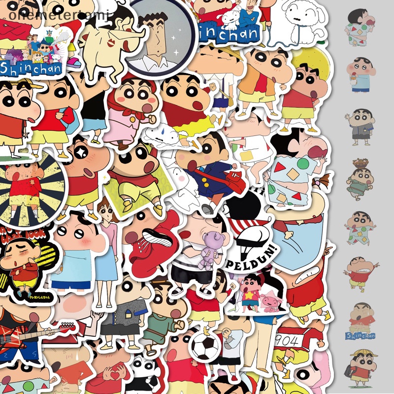 Bộ 50 Sticker Hoạt Hình Cậu Bé Bút Chì Shin-chan Trang Trí Vali Xe Hơi Laptop Điện Thoại Sổ Tay DIY