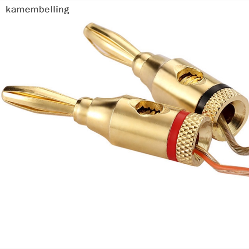 Kamembelling Set 2 Đầu Nối Chuối Mạ Vàng 4MM Cho Loa Âm Thanh