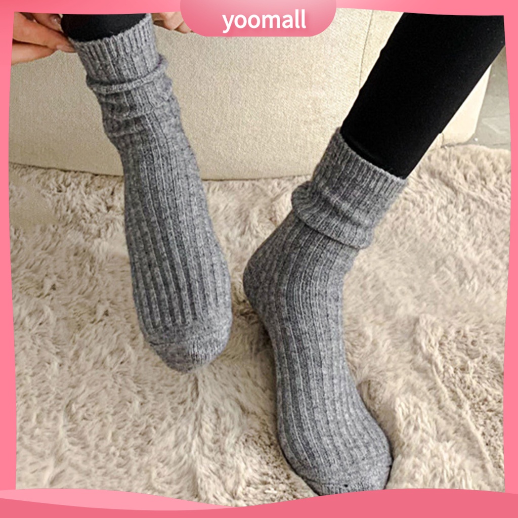 1 Đôi Tất Bắp Chân Giữ Ấm Mềm Mại Co Giãn Chống Trượt Màu Trơn Thời Trang Mùa Đông Dành Cho Nữ