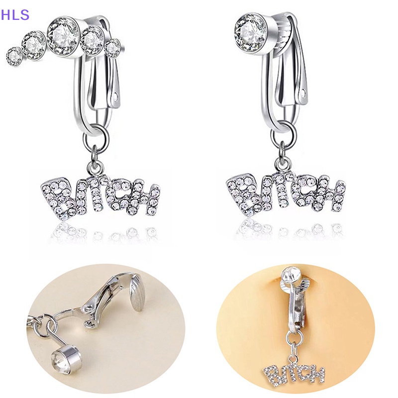 [HLS] Khuyên Rốn Dạng Kẹp Rốn Giả Rốn Đính Đá Zircon Chữ Cái