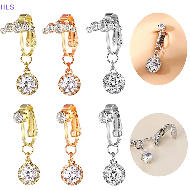 [HLS] Khuyên Rốn Dạng Kẹp Rốn Đính Đá Zircon Giả Trang Sức Toàn Thân Mới