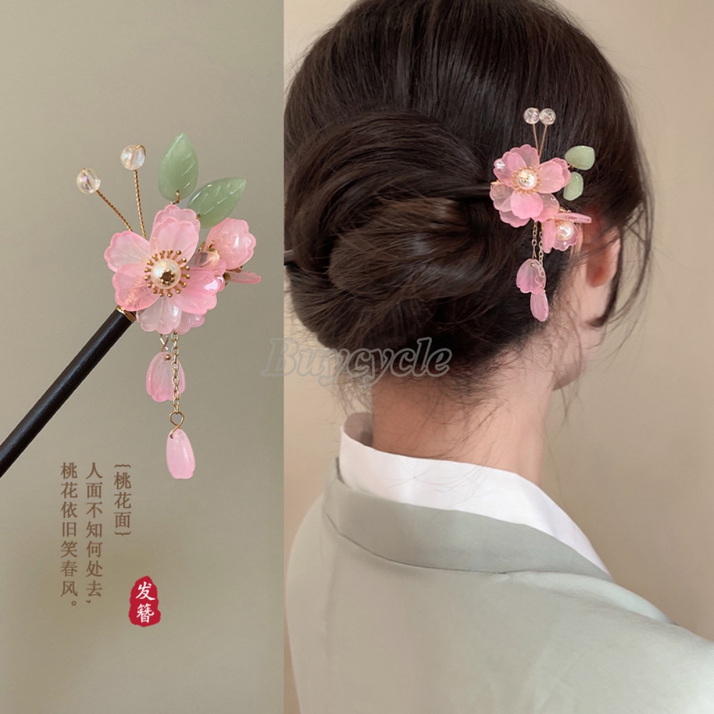 Trâm Cài Tóc Bằng Gỗ Phối Tua Rua Phong Cách Trung Hoa Mới Cho Nữ