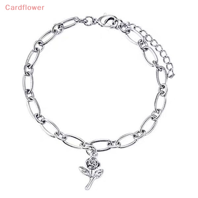 < Cardflower > Vòng Tay Dây Xích Đơn Giản Mặt Hoa Hồng Ngọt Ngào Phong Cách Hàn Quốc Cho Nữ Dự Tiệc Cưới Mới