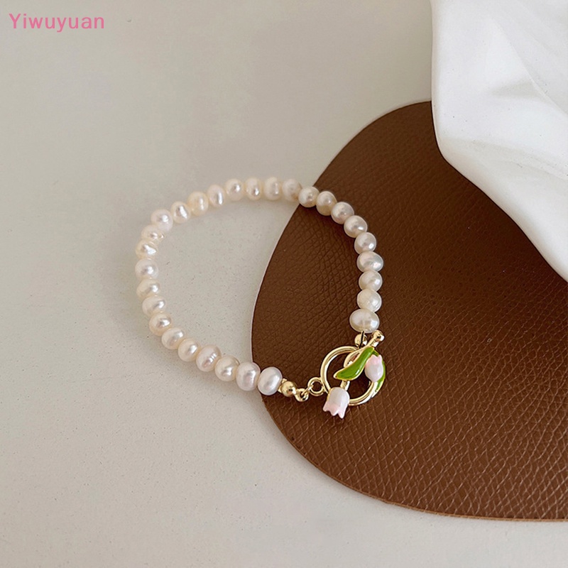 < Yiwuyuan > Vòng Tay Đính Đá Zircon Ngọc Trai Hoa Tulip Sáng Bóng Quyến Rũ Có Thể Điều Chỉnh Trang Sức Hợp Thời Trang Mới Cho Nữ