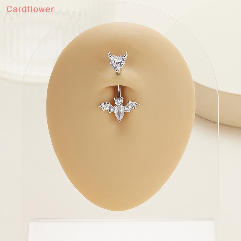 Khuyên Rốn Bằng Thép Không Gỉ Hình Dơi Đính Đá Zircon Màu Bạc Quyến Rũ Thời Trang Cho Nữ