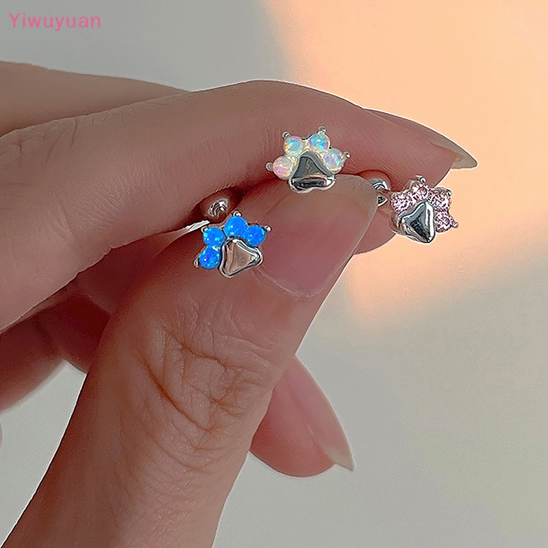 1 Đôi Khuyên Tai Hình Móng Vuốt Mèo Đính Đá Opal Thời Trang Mới