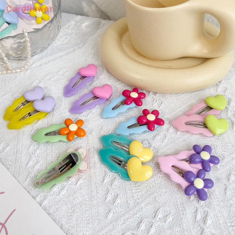 2 Kẹp Tóc Hình Hoa / Trái Tim Dễ Thương Cho Nữ