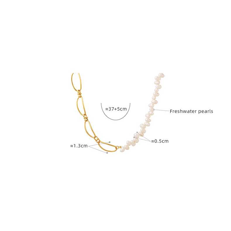 Vòng cổ Thép Titan Đính Hạt Ngọc Trai Phong Cách Baroque