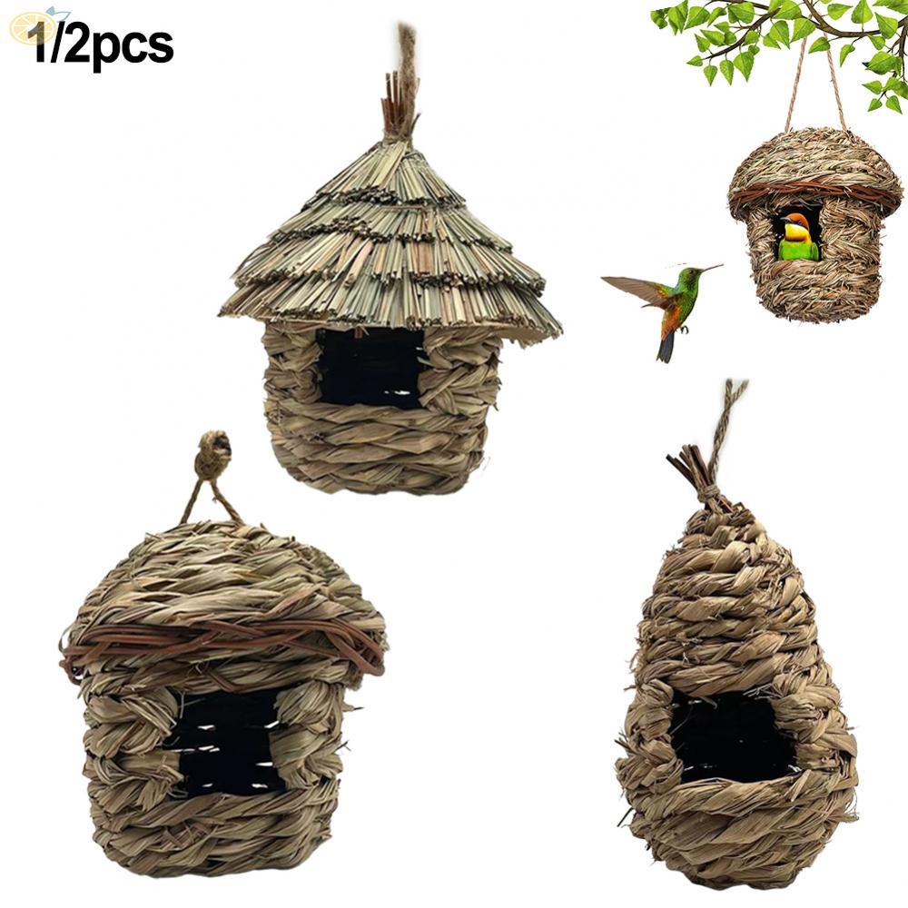 【VARSTR】Bird House Extra Durable Bird Cage Hand-woven Straw Metal Birdhouse Stake