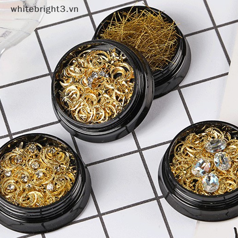 Phụ Kiện Trang Trí Móng Tay Hình Trăng Sao Đính Kim Sa Lấp Lánh