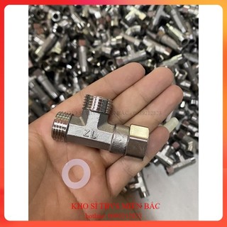 Tê chia nước bồn cầu 2 ren ngoài 1 đầu ốc inox, van tê chia cầu