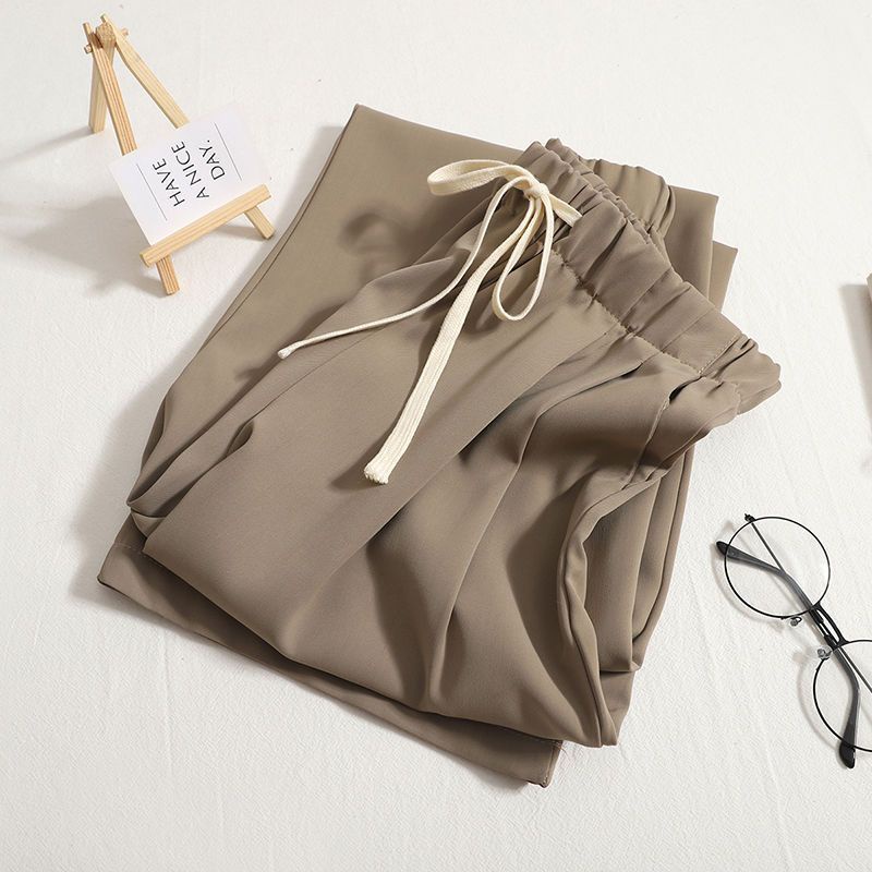 Quần dài nữ quần tây lưng cao Bigsize Quần ống rộng suông cạp chun lưng thun ống đứng trơn mùa hè Phong cách Hàn Quốc Thời Trang đẹp