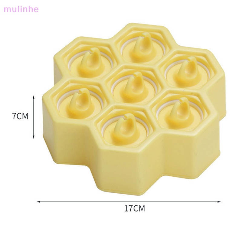 Khuôn Làm Kem 7 Ngăn Bằng Silicon Hình Tổ Ong Có Tay Cầm Tiện Dụng