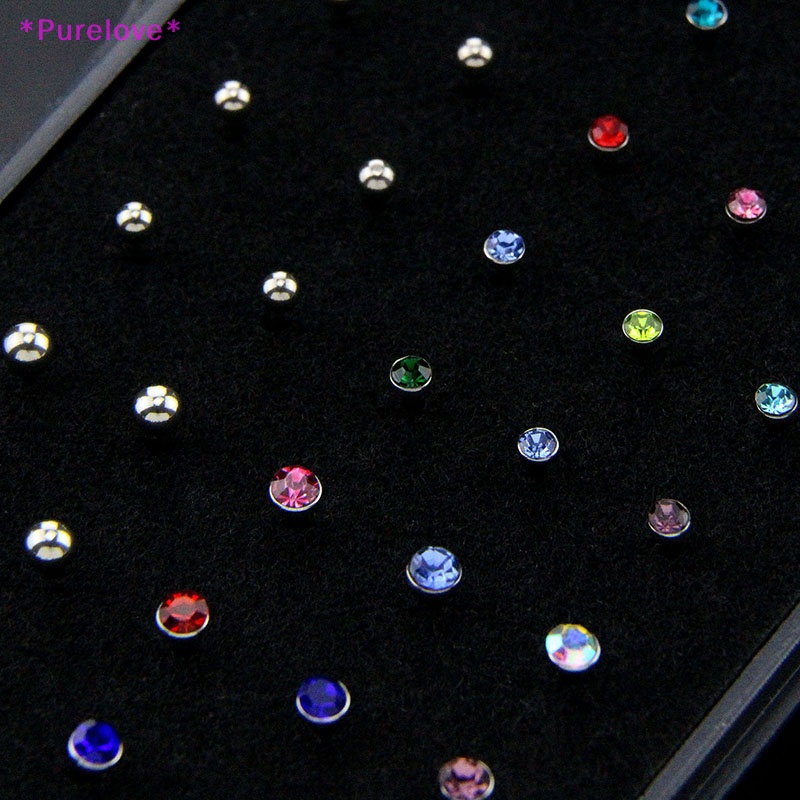 Set 40 Khuyên Mũi Bằng Thép Không Gỉ Đính Đá Cá Tính Thời Trang Mới