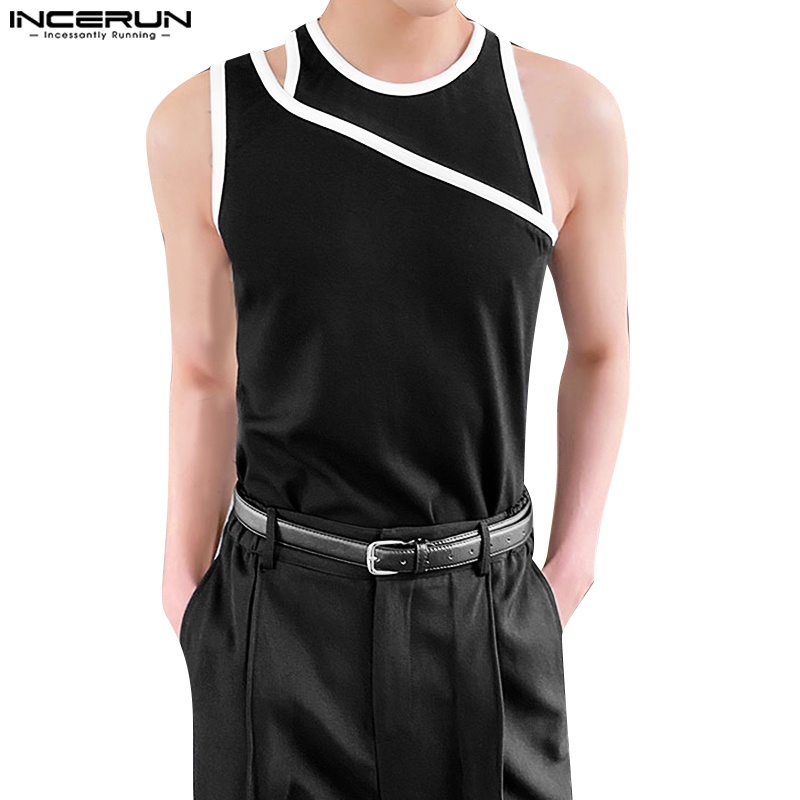 Incerun Áo Ba Lỗ Ôm Dáng Màu Trơn Phong Cách Hàn Quốc Cho Nam