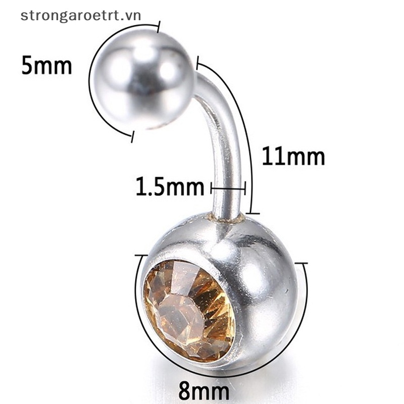 Set 10 / 12 / 15 Khuyên Rốn Thép Không Gỉ Đính Đá Pha Lê