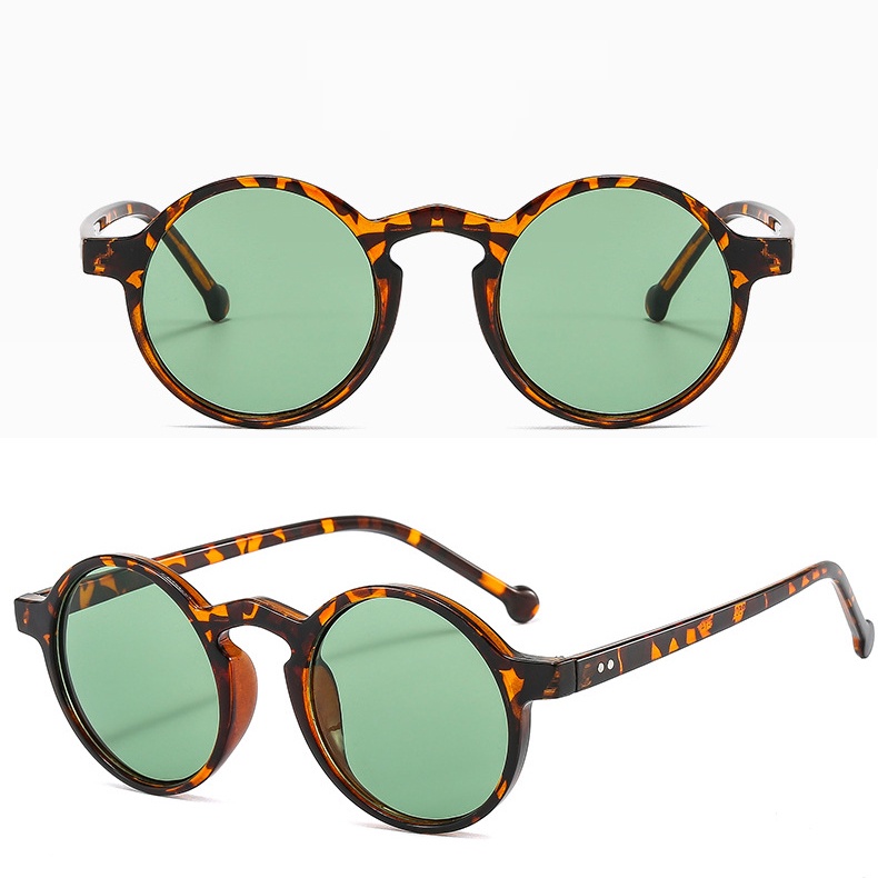 Kính Mát Gọng Tròn Họa Tiết Da Báo Phong Cách retro Thời Trang Cho Nam Nữ