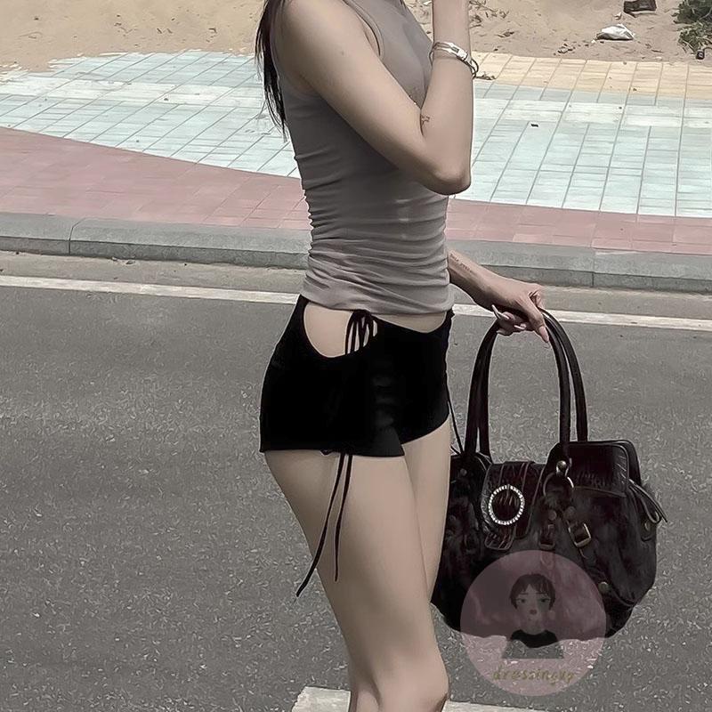 Quần Short Lưng Thấp Màu Sắc Đơn Giản Thời Trang Mùa Hè Cho Nữ