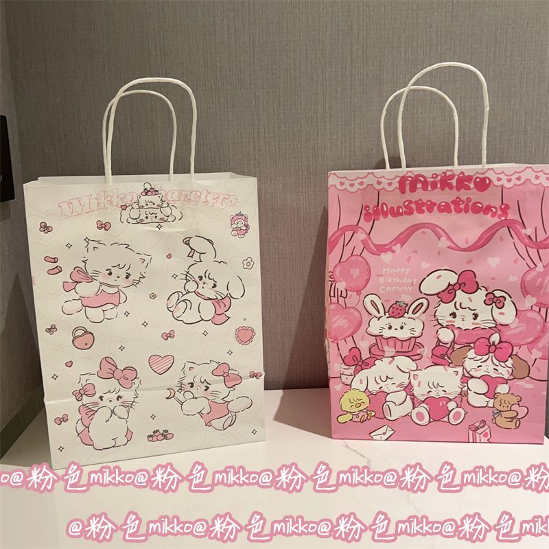 Túi Giấy Đựng Quà Sinh Nhật In Hình Mèo Dễ Thương Cho Bé Gái