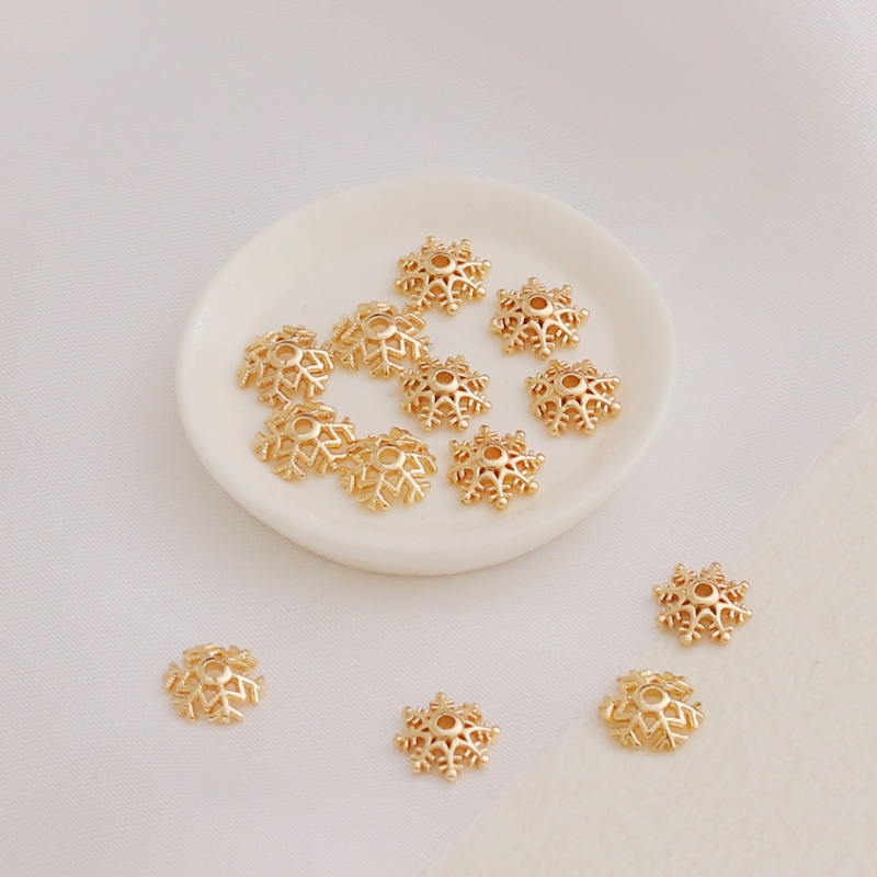 Giá Đỡ Hạt Xỏ Lỗ Làm Trang Sức Hình Bông Tuyết Bằng Đồng Mạ Vàng 14K 8mm diy