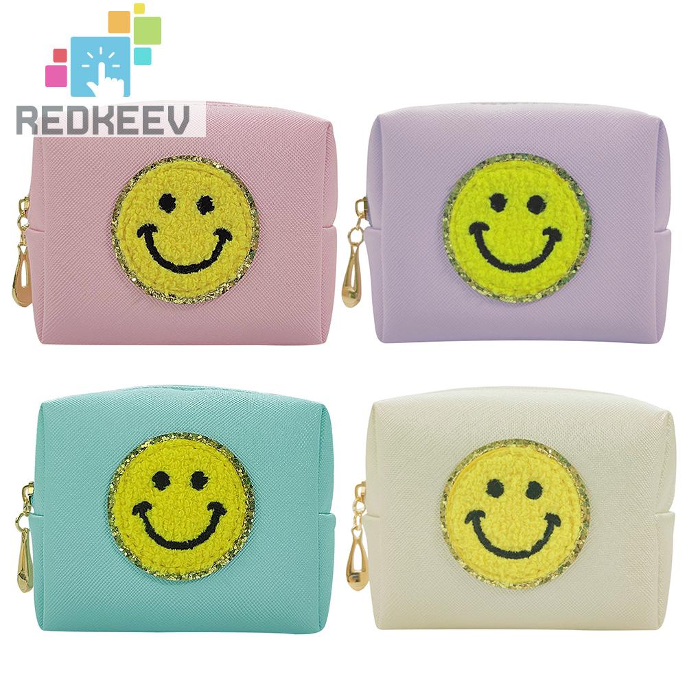 Túi Đựng Mỹ Phẩm / Tiền Xu / Mỹ Phẩm Da PU Hình Mặt Cười Tiện Dụng Mang Theo