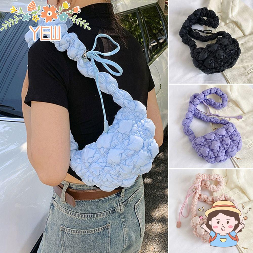 Túi Đeo Vai Chần Bông Đám Mây May Chần Màu Trơn Thanh Lịch Cho Nữ