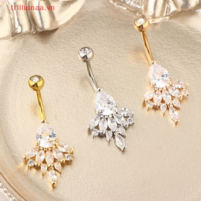 Khuyên Rốn Bằng Thép Không Gỉ Đính Đá Zircon Quyến Rũ Cho Nữ