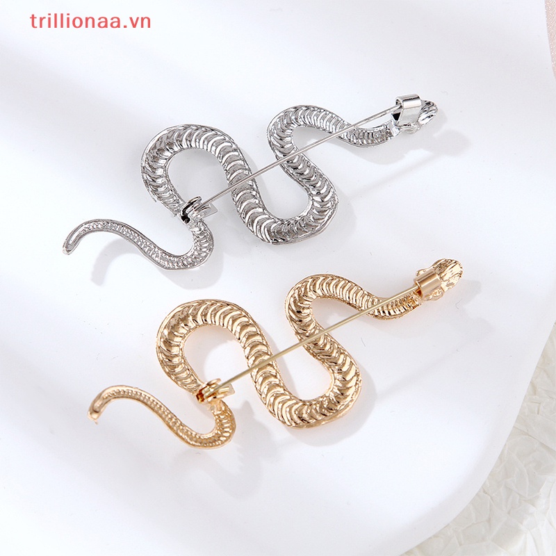 Trillionaa Ghim Cài Áo Kim Loại Hình Rắn Màu Vàng Phong Cách Vintage Độc Đáo Thời Trang