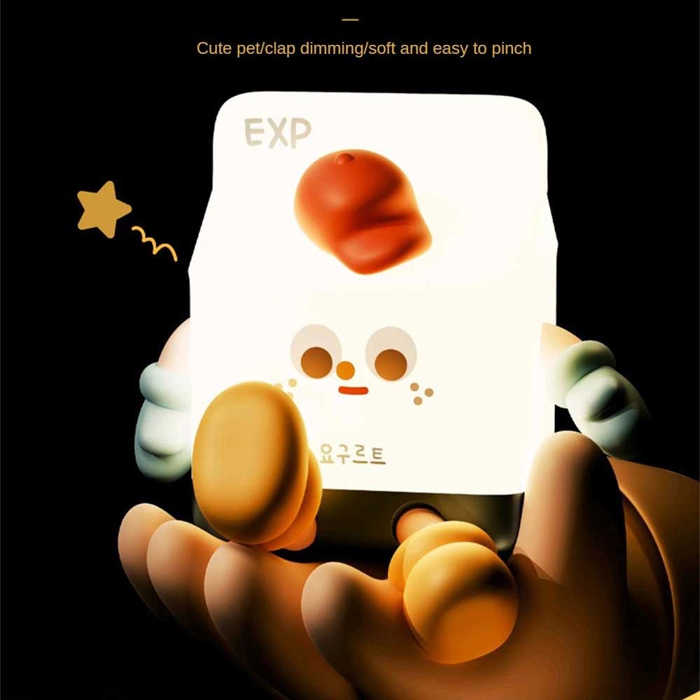 Đèn ngủ hình hộp sữa tích điện pin sạc chất liệu silicon 3 mức độ sáng trang trí phòng ngủ bàn làm việc, bàn tiệc