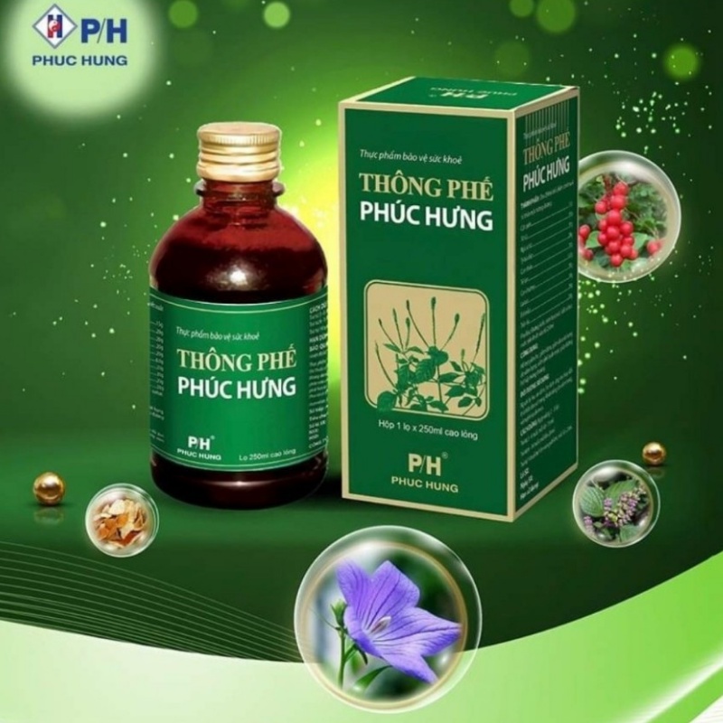 Thông phế Phúc Hưng - Giảm ho, tan đàm - Hổ trợ tốt cho người viêm phế quản cấp và mãn tính chai 250ml